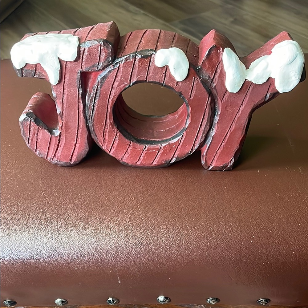Red and White JOY Christmas Decor